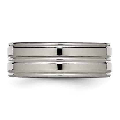 Titan Poliert 8mm Gerillt Ring