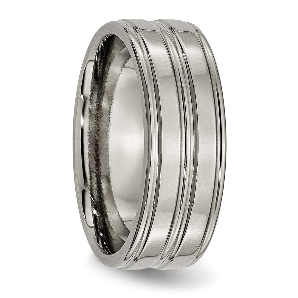 Titan Poliert 8mm Gerillt Ring
