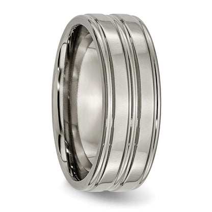 Titan Poliert 8mm Gerillt Ring