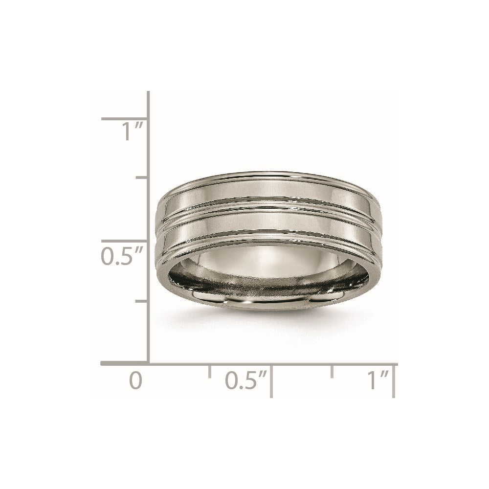 Titan Poliert 8mm Gerillt Ring