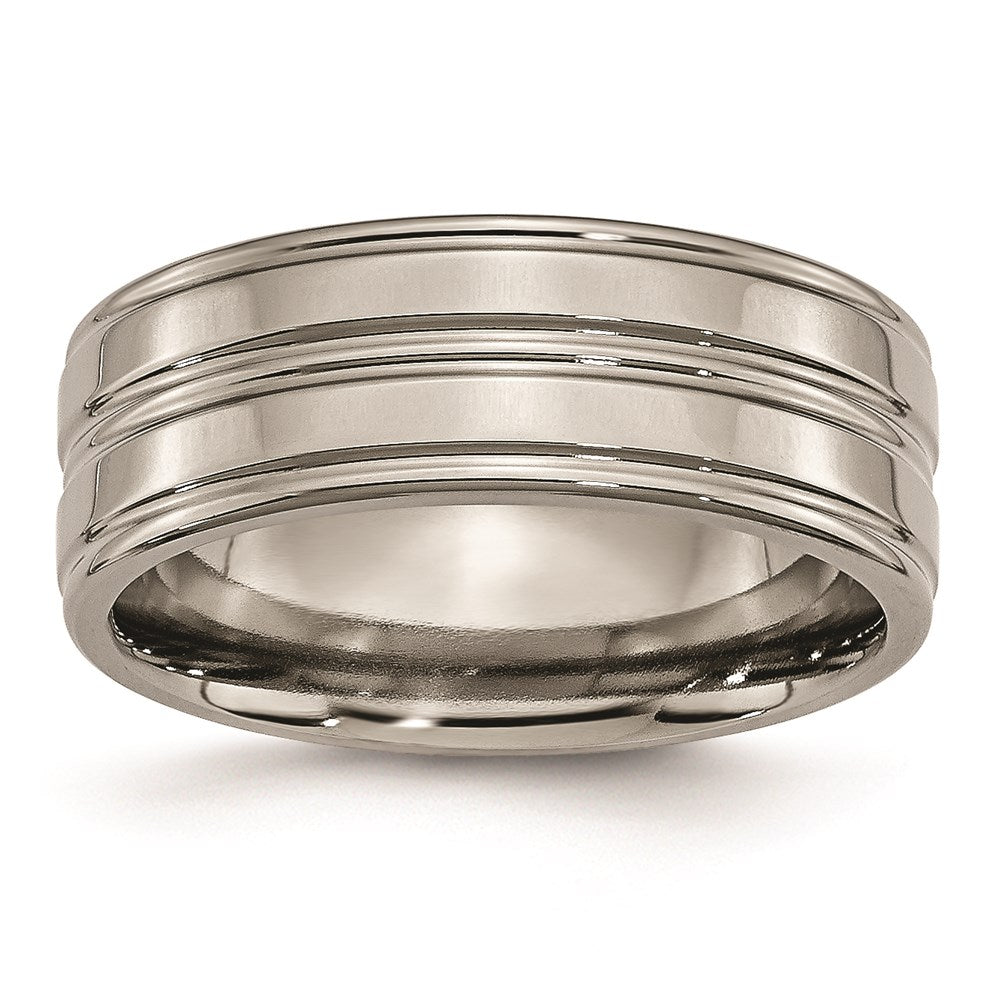 Titan Poliert 8mm Gerillt Ring