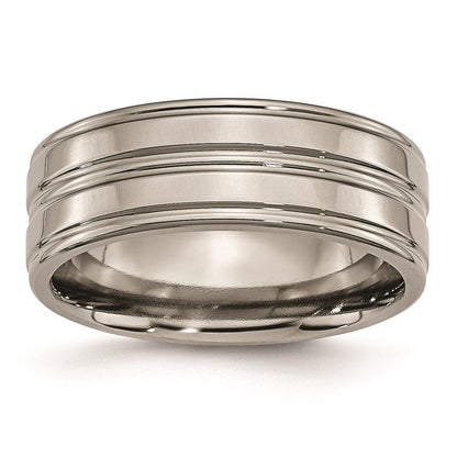 Titan Poliert 8mm Gerillt Ring