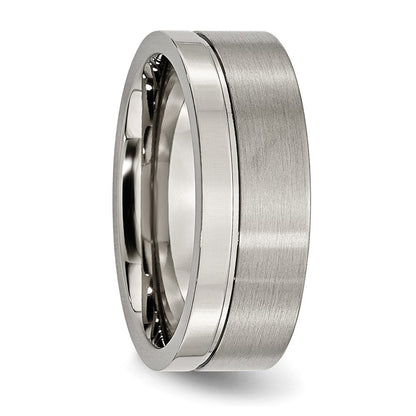 Titan Gerillt 8mm Gebürstet und Poliert Ring