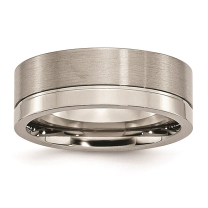 Titan Gerillt 8mm Gebürstet und Poliert Ring