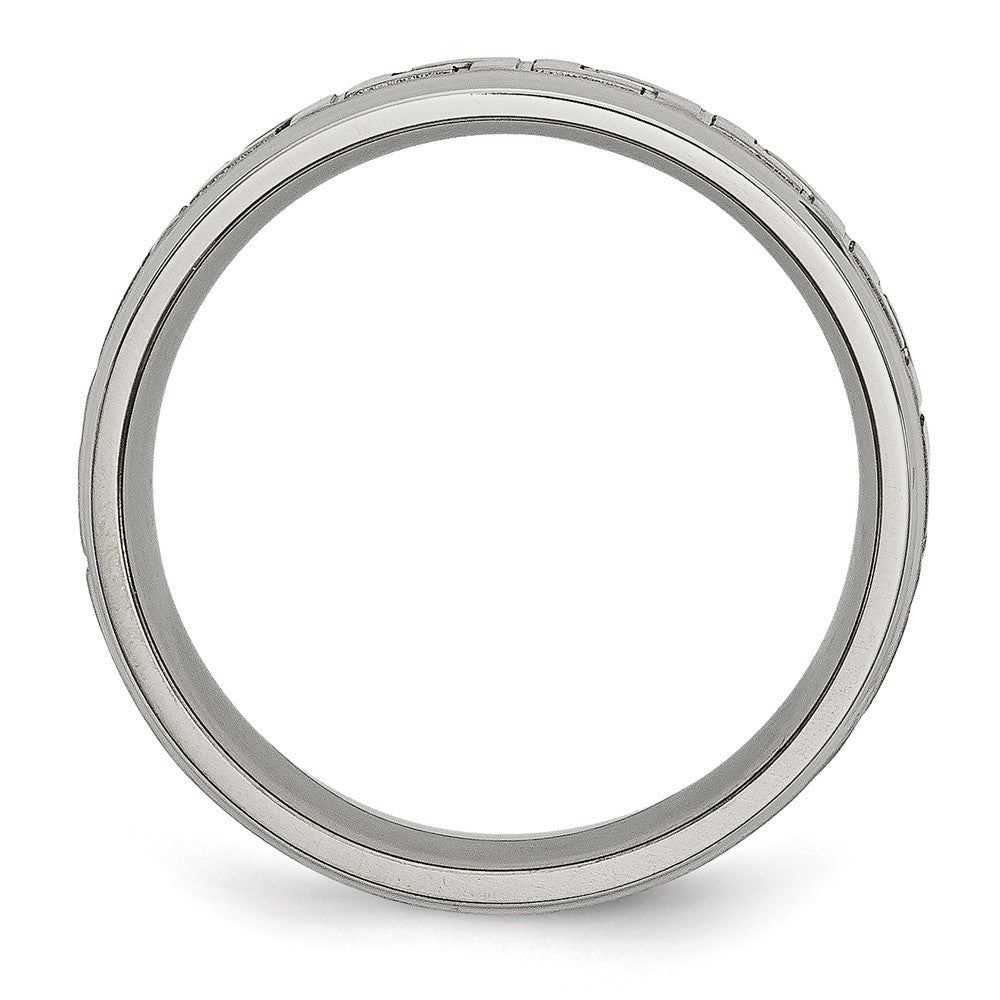 Titan Ridged Kante Greek Key Design 6mm Satiniert/polished Ring