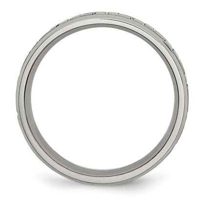Titan Ridged Kante Greek Key Design 6mm Satiniert/polished Ring