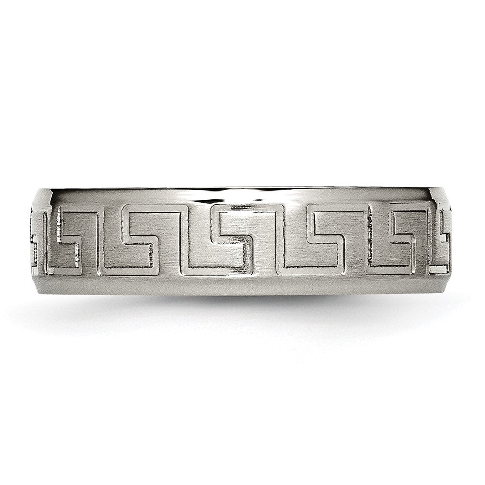 Titan Ridged Kante Greek Key Design 6mm Satiniert/polished Ring