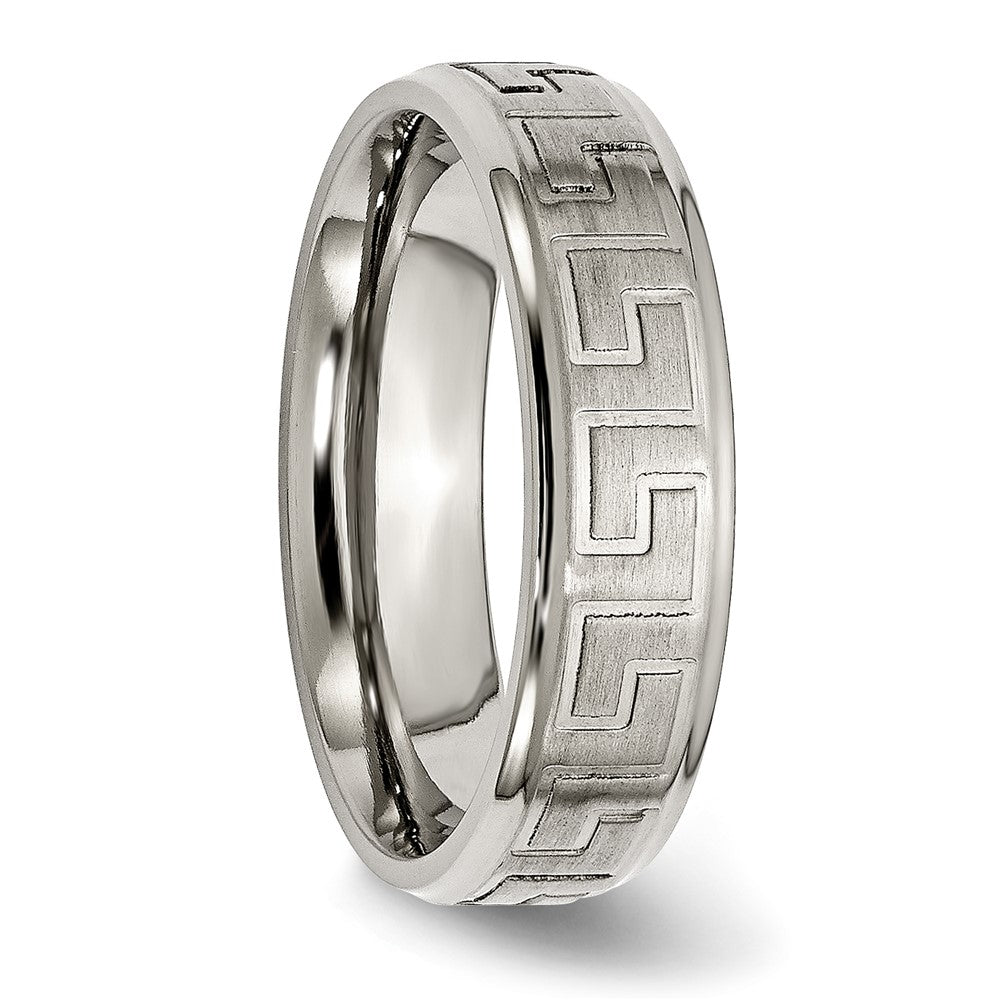 Titan Ridged Kante Greek Key Design 6mm Satiniert/polished Ring