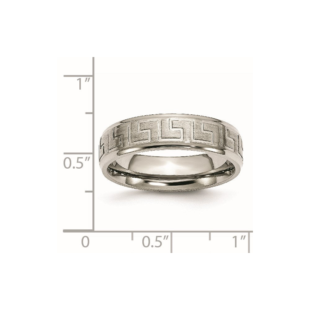 Titan Ridged Kante Greek Key Design 6mm Satiniert/polished Ring