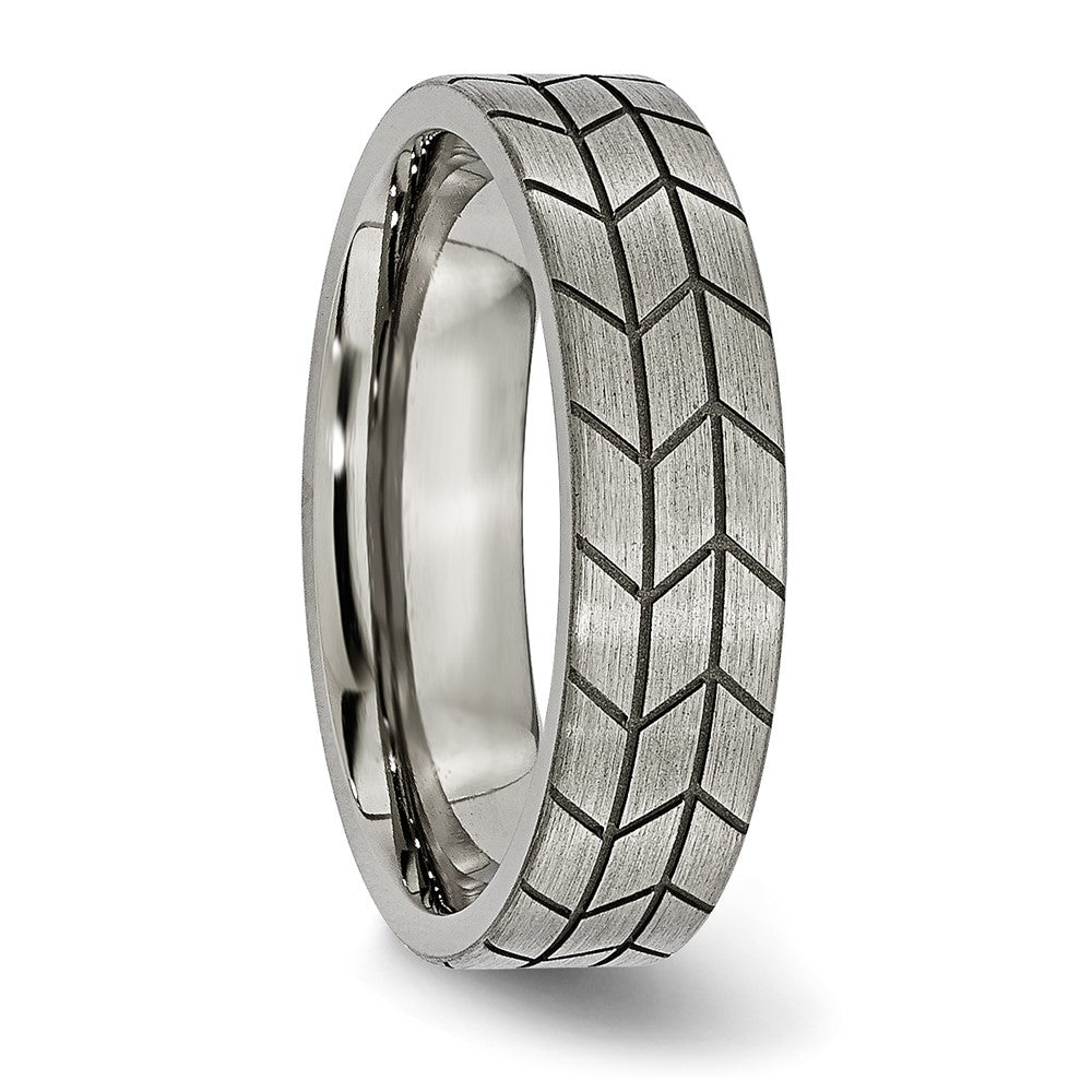 Titan Flach Tread Design 6mm Gebürstet Ring