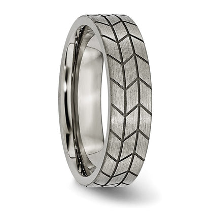 Titan Flach Tread Design 6mm Gebürstet Ring