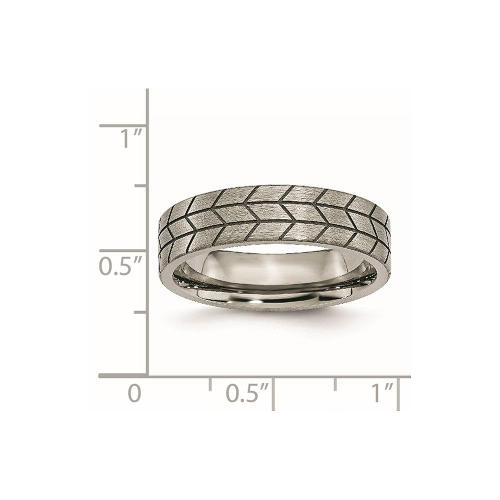 Titan Flach Tread Design 6mm Gebürstet Ring