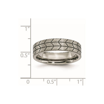 Titan Flach Tread Design 6mm Gebürstet Ring