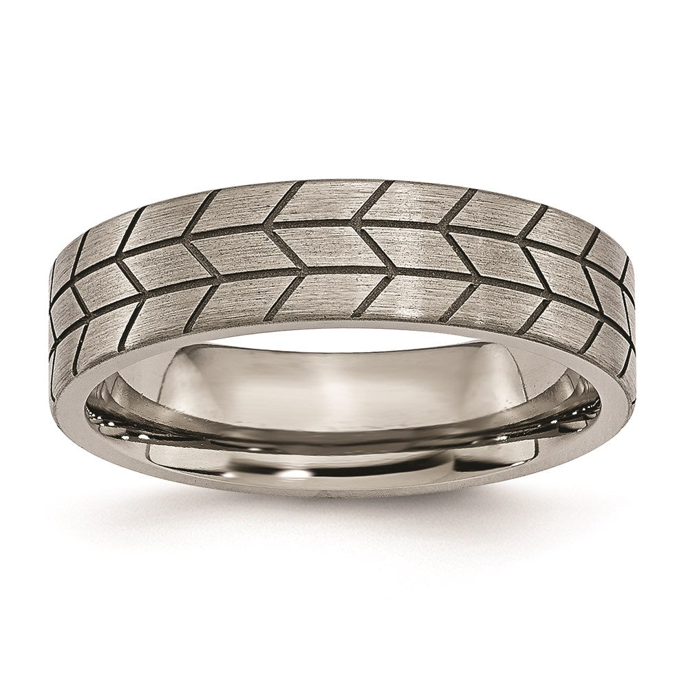 Titan Flach Tread Design 6mm Gebürstet Ring