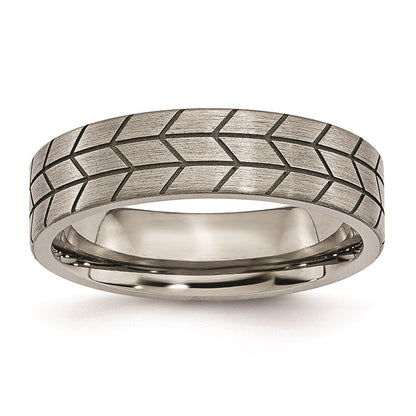 Titan Flach Tread Design 6mm Gebürstet Ring