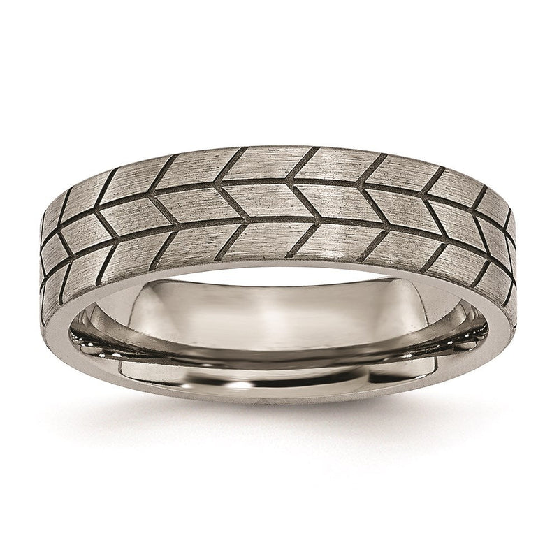Titan Flach Tread Design 6mm Gebürstet Ring
