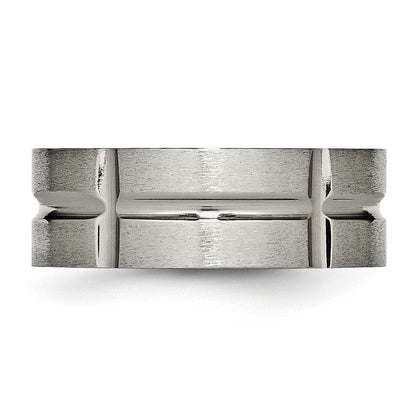 Titan Gerillt 8mm Gebürstet und Poliert Ring