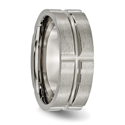 Titan Gerillt 8mm Gebürstet und Poliert Ring