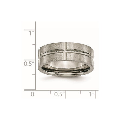 Titan Gerillt 8mm Gebürstet und Poliert Ring