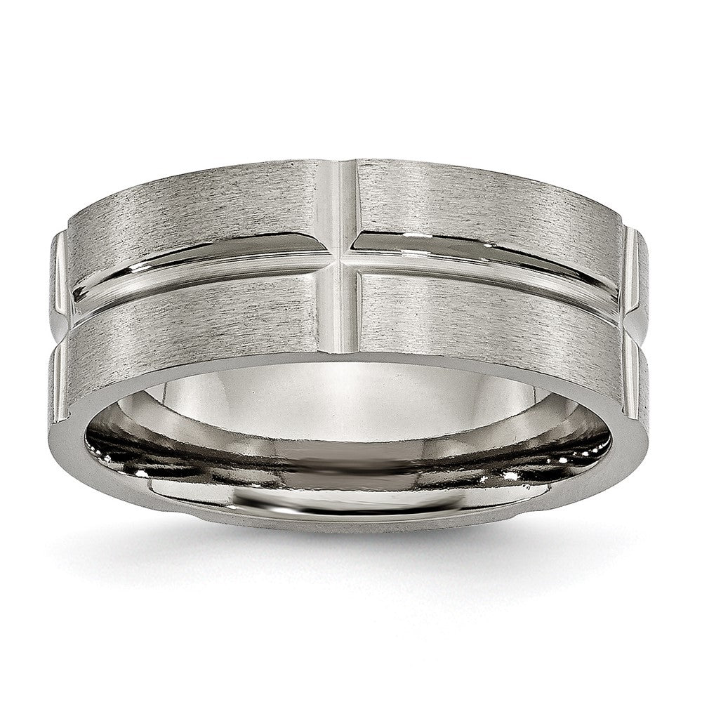 Titan Gerillt 8mm Gebürstet und Poliert Ring