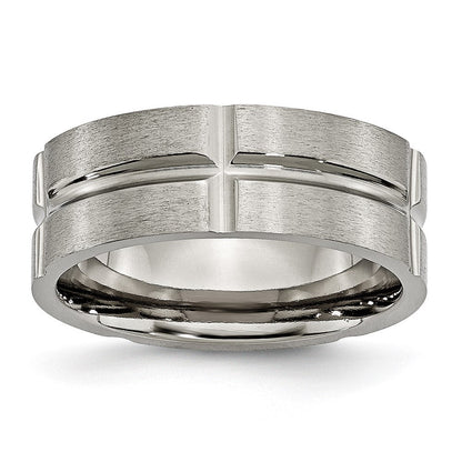 Titan Gerillt 8mm Gebürstet und Poliert Ring