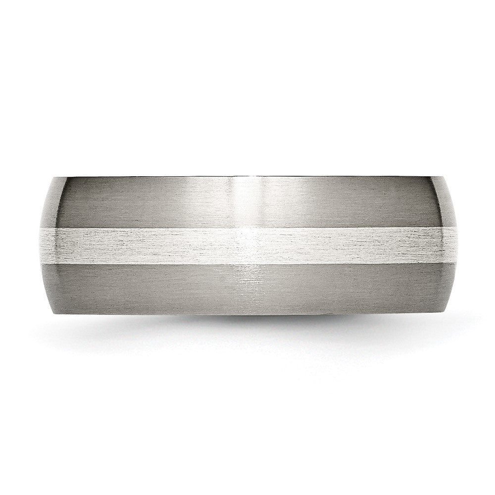 Titan/silver Bicolor Titan Sterlingsilber Einlage 8mm Gebürstet Ring