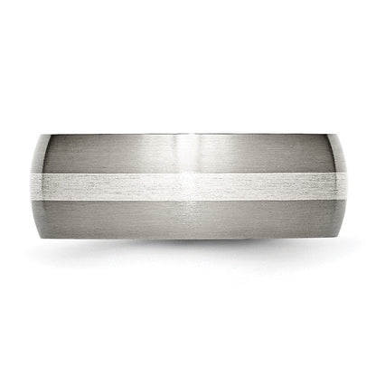 Titan/silver Bicolor Titan Sterlingsilber Einlage 8mm Gebürstet Ring