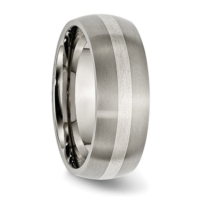 Titan/silver Bicolor Titan Sterlingsilber Einlage 8mm Gebürstet Ring