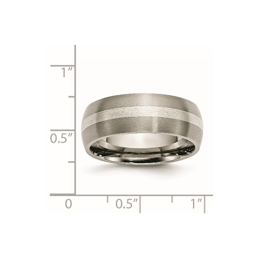 Titan/silver Bicolor Titan Sterlingsilber Einlage 8mm Gebürstet Ring