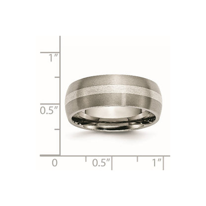 Titan/silver Bicolor Titan Sterlingsilber Einlage 8mm Gebürstet Ring