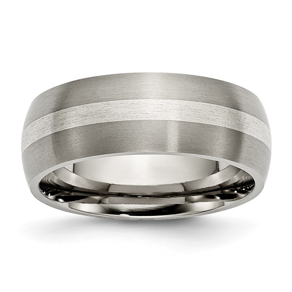 Titan/silver Bicolor Titan Sterlingsilber Einlage 8mm Gebürstet Ring