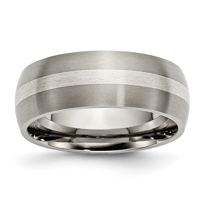 Titan/silver Bicolor Titan Sterlingsilber Einlage 8mm Gebürstet Ring