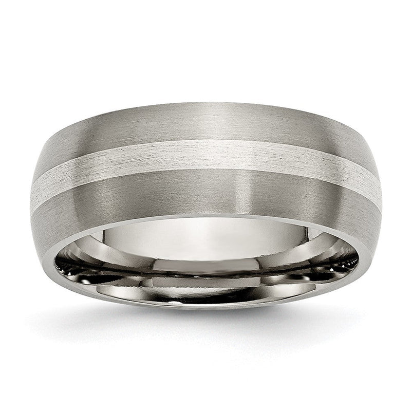 Titan/silver Bicolor Titan Sterlingsilber Einlage 8mm Gebürstet Ring