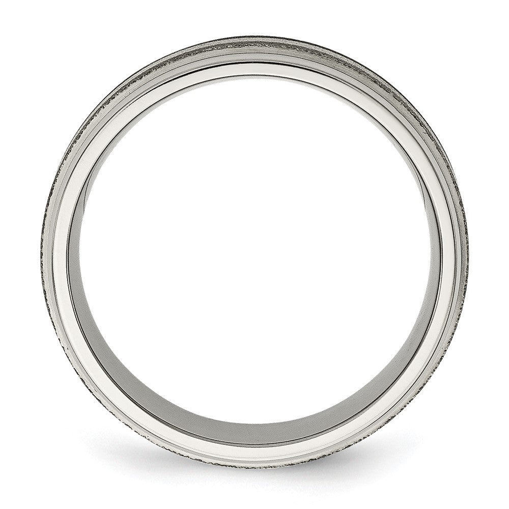Titan/silver Bicolor Titan Gerillt Sterlingsilber Einlage 8mm Satiniert und Poliert Ring (size 14.5 Nur)