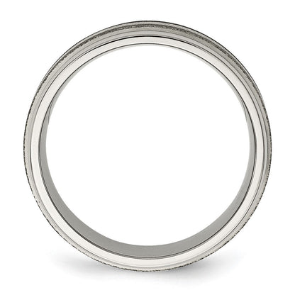 Titan/silver Bicolor Titan Gerillt Sterlingsilber Einlage 8mm Satiniert und Poliert Ring (size 14.5 Nur)