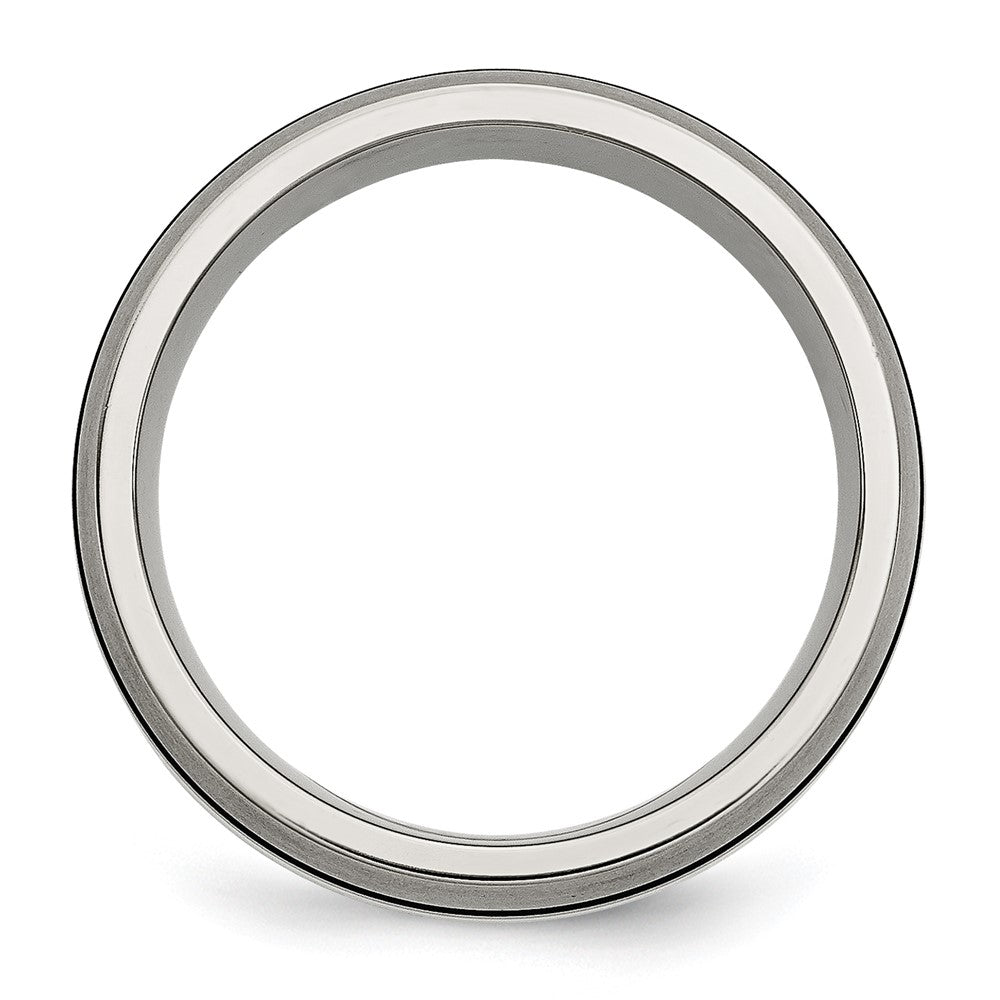 Titan/silver Bicolor Titan Gerillt Sterlingsilber Einlage 8mm Gebürstet/antiqued Ring