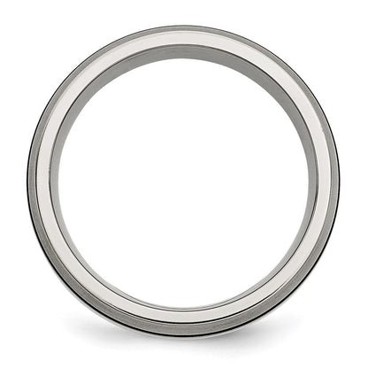 Titan/silver Bicolor Titan Gerillt Sterlingsilber Einlage 8mm Gebürstet/antiqued Ring