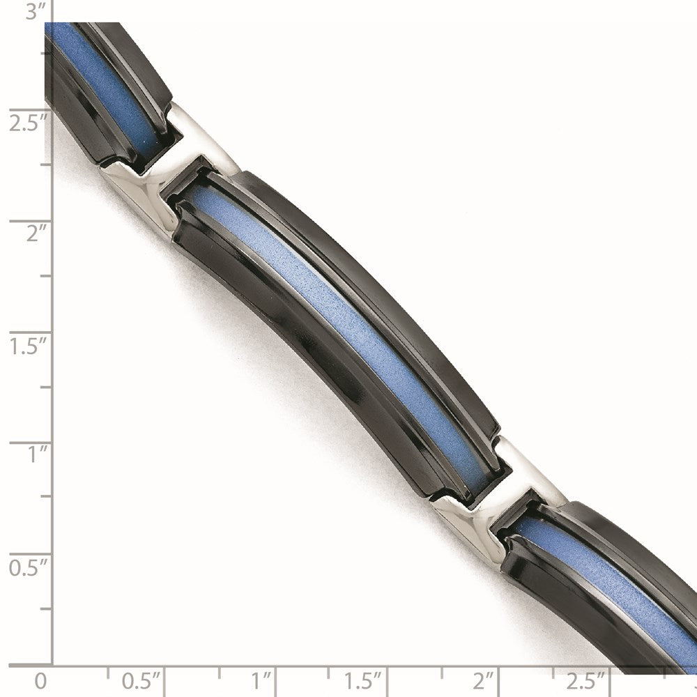 Titan Schwarz Ti Poliert Blau Annodized Armband