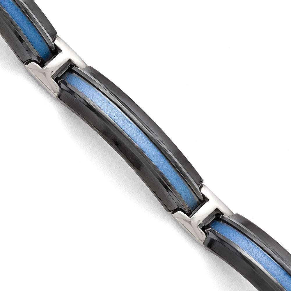 Titan Schwarz Ti Poliert Blau Annodized Armband