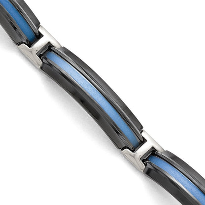 Titan Schwarz Ti Poliert Blau Annodized Armband