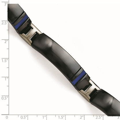 Titan Schwarz Ti Poliert Blau Annodized Armband