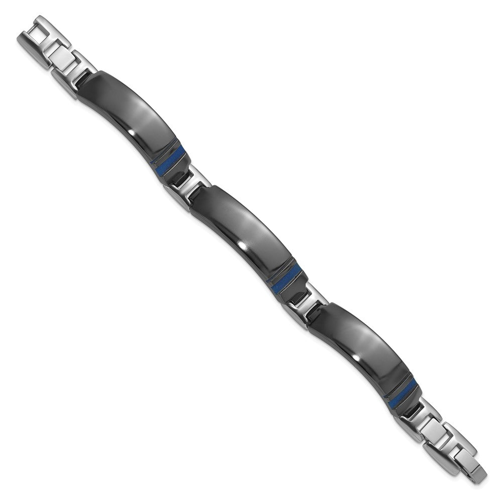 Titan Schwarz Ti Poliert Blau Annodized Armband