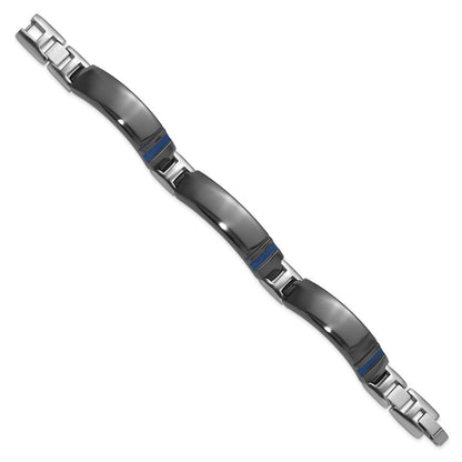 Titan Schwarz Ti Poliert Blau Annodized Armband