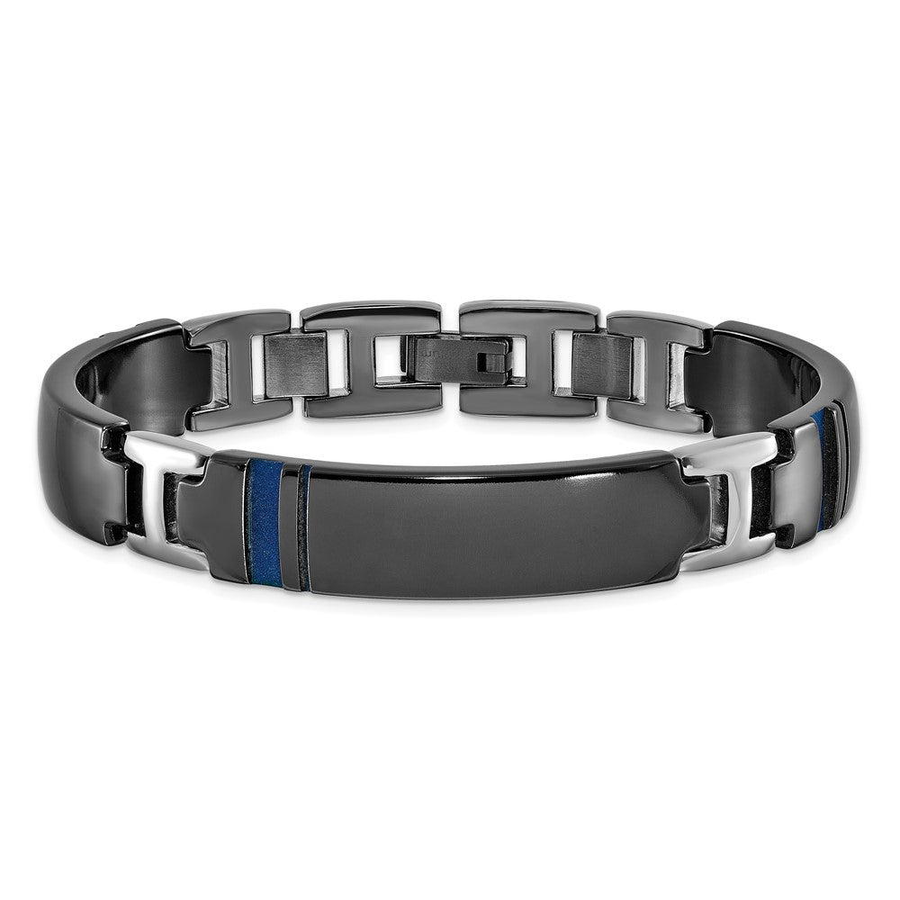 Titan Schwarz Ti Poliert Blau Annodized Armband