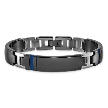 Titan Schwarz Ti Poliert Blau Annodized Armband