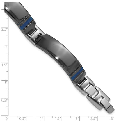 Titan Schwarz Ti Poliert Blau Annodized Armband