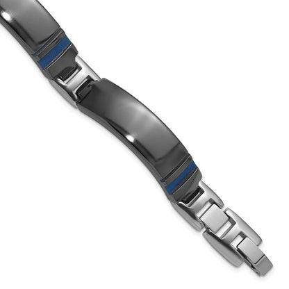Titan Schwarz Ti Poliert Blau Annodized Armband