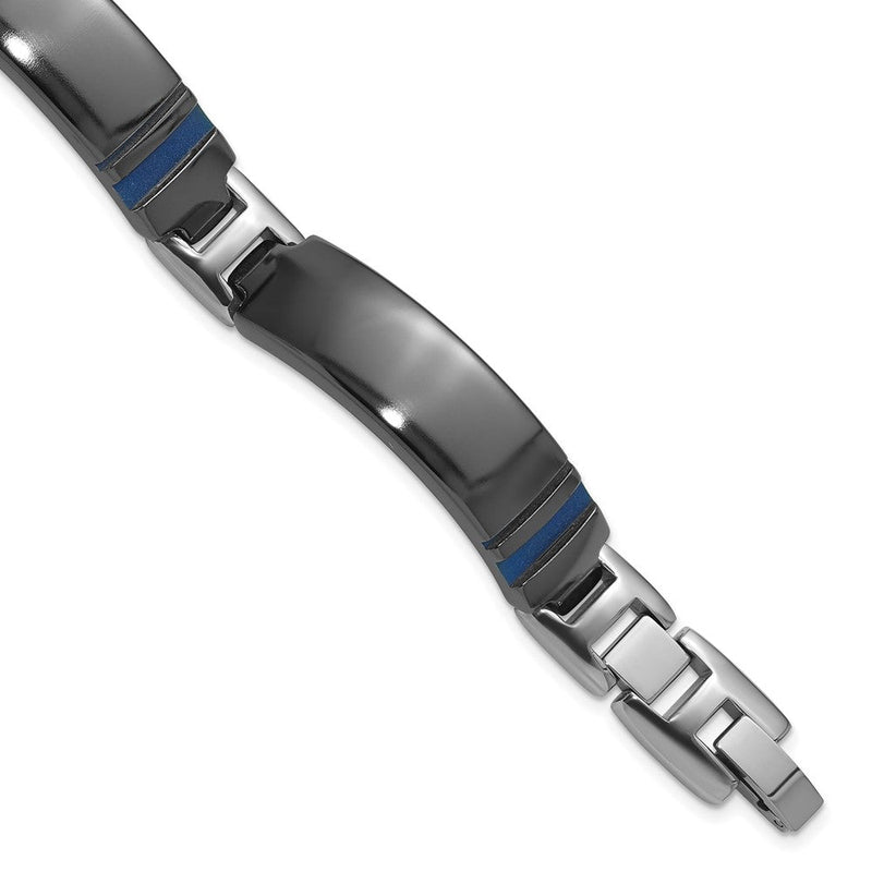 Titan Schwarz Ti Poliert Blau Annodized Armband