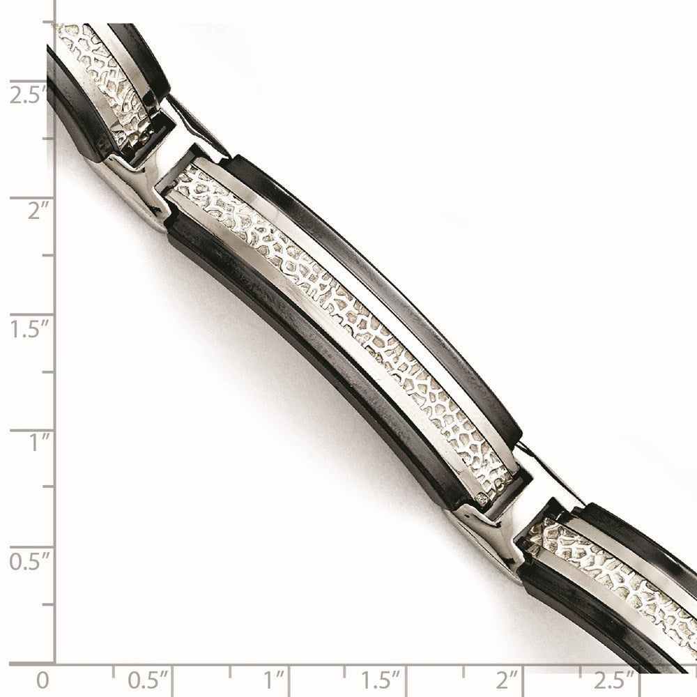 Titan/silver Bicolor Titan Sterlingsilber Schwarz Ti Herren Poliert mit Strukturiert Mittig Glieder Armband
