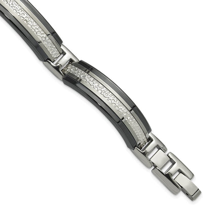 Titan/silver Bicolor Titan Sterlingsilber Schwarz Ti Herren Poliert mit Strukturiert Mittig Glieder Armband